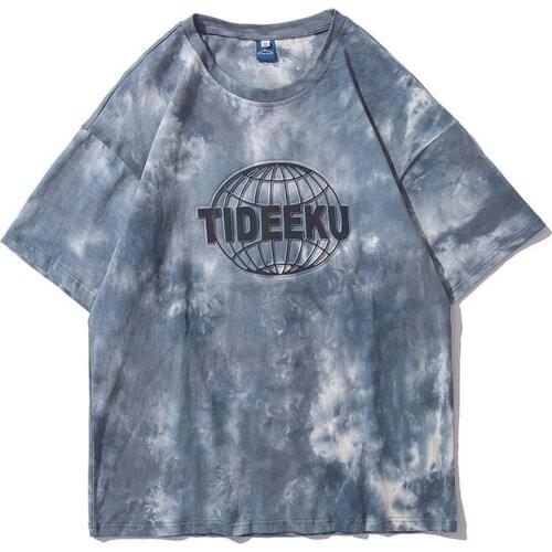 Hip Hop Streetwear Oversize T-Shirt Men Tie Dye Letter Print Tshirt 2021 Summer Short Sleeve T Shirt Harajuku Cotton Tops Tees