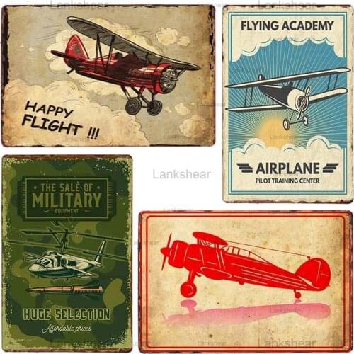 Vintage Aircraft Plane Iron Plaques Painting American Classic Airplane Fighter Metal Signs Poster Pub Bar Club Room Home Decor