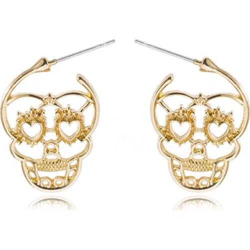 Vintage Punk Gothic Skull Earrings Textured STextured Kull Bones Earrings Women Skeleton Stud Earings Jewelry