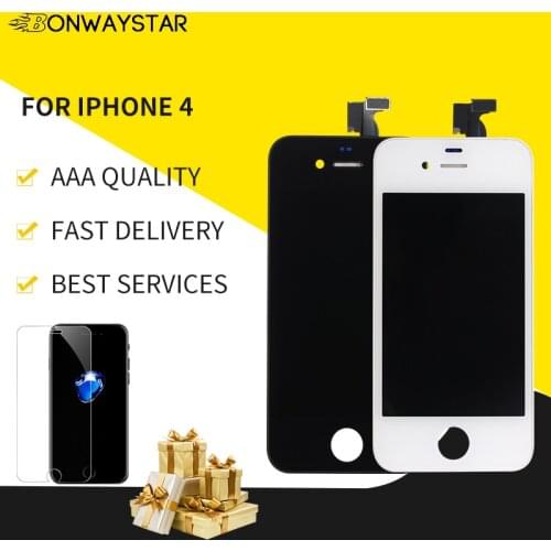 High Quality AAA 3.5 inches lcd Screen Assembly Replacement for iphone 4 A1349 A1332 Display With tempered glass 1 free Gift