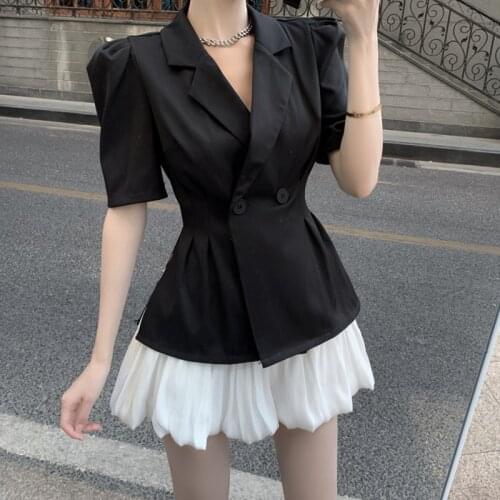 2PCS Women Summer 2021 Blazer Coat + Short Skirts Sets Elegant Short Sleeve OL Suits Korean Ladies Clothing Set Female