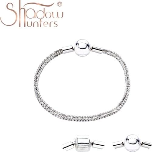 SHADOWHUNTERS Real 925 Sterling Silver Essential Bracelets Vintage Snake Charm Bracelet For Women DIY Jewellery Basic Pulsera