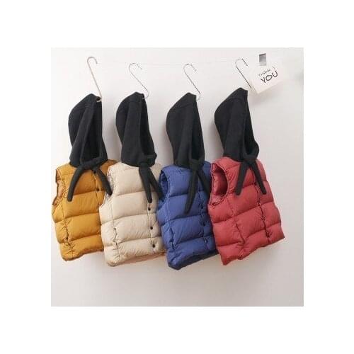 Winter Thick Warm Toddler Kids Clothes Waistcoat Down Cotton Hooded Children Outwear Vests Boys & Girls Sleeveless Jacket 3-7T