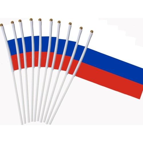 14x21cm 10pcs Small Russian flag with Plastic Flagpoles Activity parade Sports Home Decoration NC006