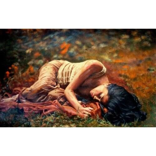 100% Handpainted NEW WILLIAM OXER ORIGINAL Spotless Rose naked nude Pretty Woman Girl PAINTING