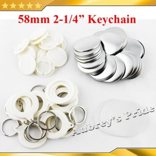 2-1/4" 58mm 100 Sets KeyChain Badge Button Supply Materials for NEW Professional Badge Button Maker