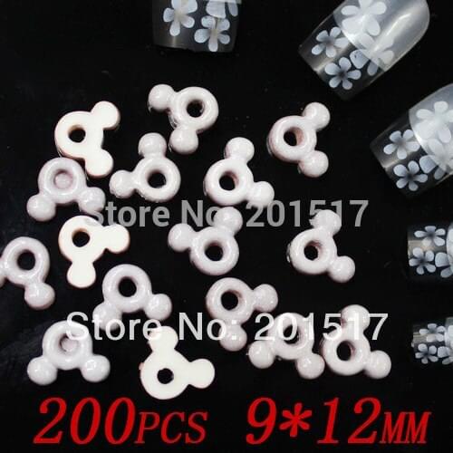 200pcs 12x9mm coffee color bagel Mickey head nail decoration Manicure cartoon nail sticker