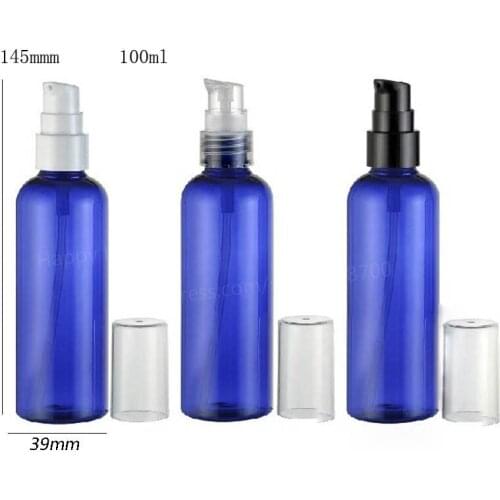 24 x 100ml High Quality DIY Cobalt Blue Plastic Lotion and shampoo Bottle 10/3oz shower gel Pump Packaging