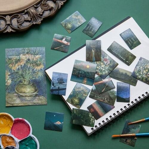 45Pcs/Bag Vintage Flower Nature Sky Oil Painting Sticker Package DIY Diary Journal Decoration Sticker Album Scrapbooking