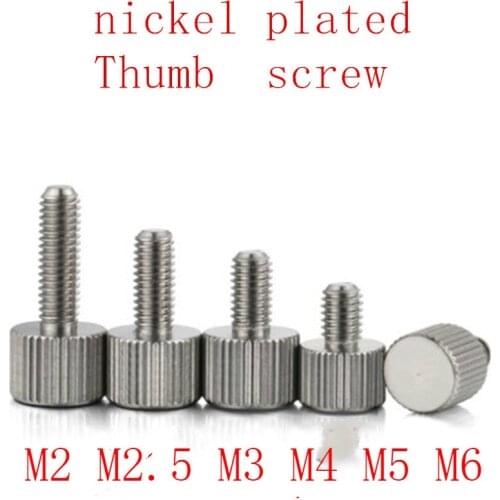 5-10pcs M2 M2.5 M3 M4 M5*5/6/8/10/12/15 Steel with nickel plated Knurling Flat Head Knurled Thumb Screw Hand Tighten Screws