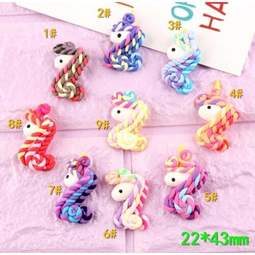 5pcs /lot Cute Polymer Clay Unicorn Minature Craft DIY Hair Bow Center Accessories