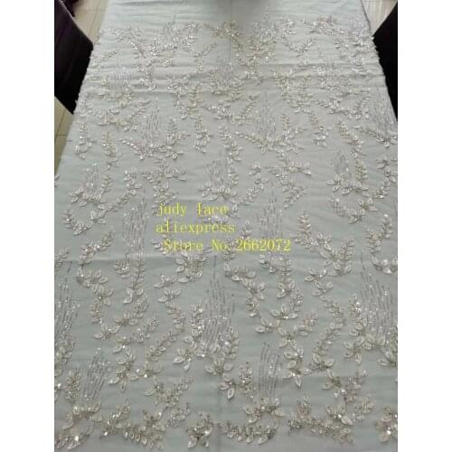 5yards/bag Silver sequins embroidered with beaded plant designs are used in high-end fabrics for wedding dresses LPX11