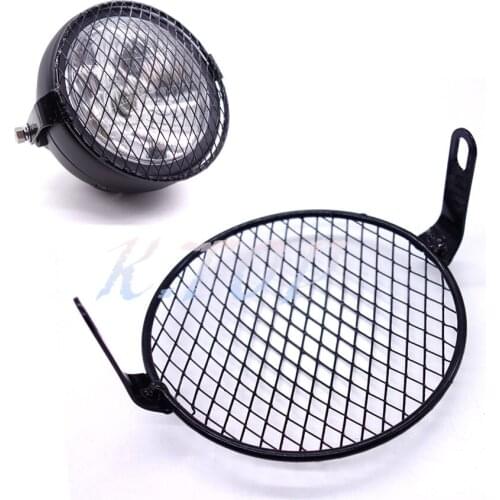 6.3" Black Old School Retro Grill Motorcycle Side Mount Headlight Cover Bobber