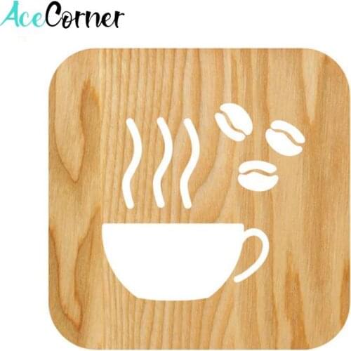 Acecorner Creative 3D Wooden Night Light Coffee Cup LED USB Animal Lamp Novelty Kid Bedroom Decor Lampara Table Children Gift