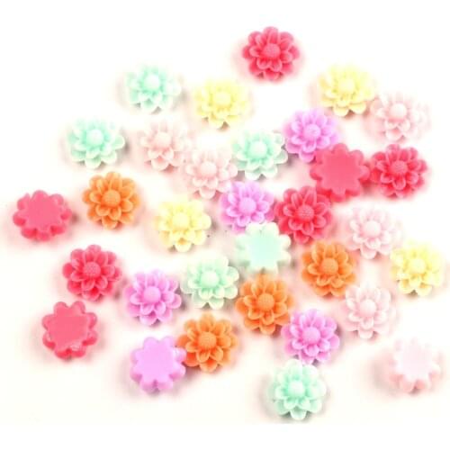 50Pcs 13mm Mixed Resin Flower Decoration Crafts Kawaii Bead Flatback Cabochon Fridge Magnet Scrapbook DIY Accessories Buttons