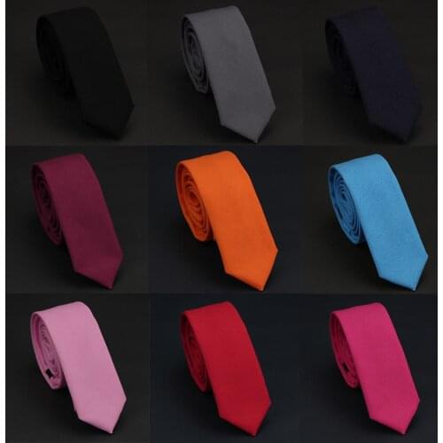 Men Solid Color Narrow Linen Cotton Necktie 5cm Skinny Formal Party Wedding Tie BWTQN0033