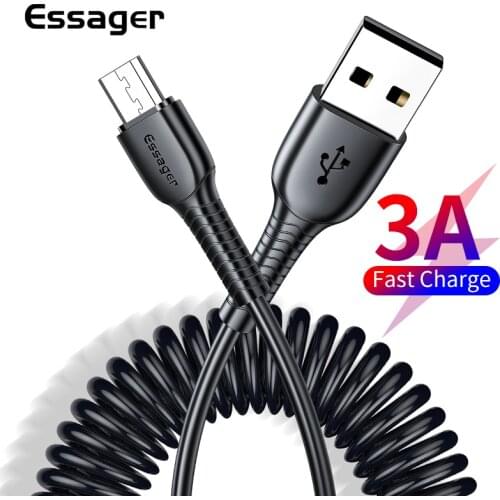 Essager Spring Micro USB Cable 3A Fast Charging Microusb Charger For Xiaomi Redmi Samsung Android Mobile Phone Data Wire Cord