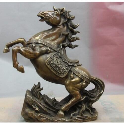 China Bronze Copper Sculpture Dragon Fengshui Auspicious Zodiac War Horse Statue