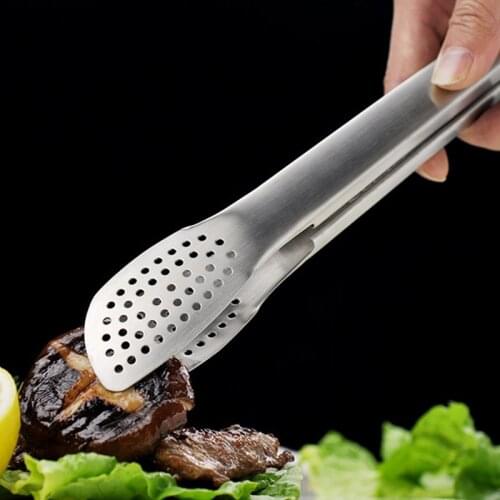 Kitchen Accessories 100% Real Stainless Steel Tongs BBQ Barbecue Tong Pizza Bread Steak Tong Clip Food Forceps Kitchen Tools