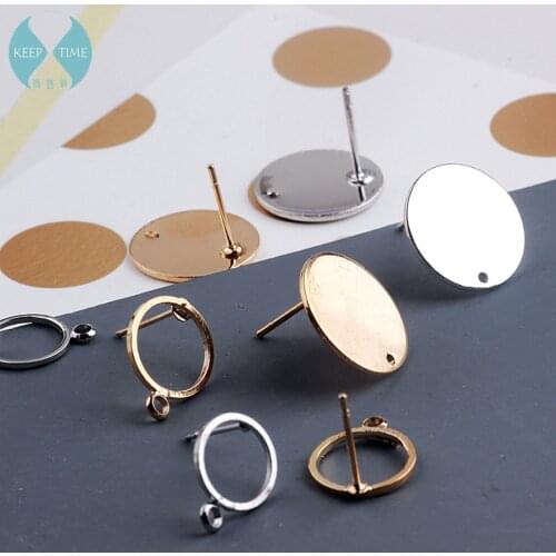 Copper DIY handmade earrings long temperament Korean fashion simple round earrings earrings accessories material