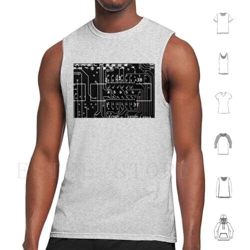 Circuit Tank Tops Vest Cotton Computer Circuit Board Motherboard Tron Black And White Intricate Solder Silicon Valley Chip