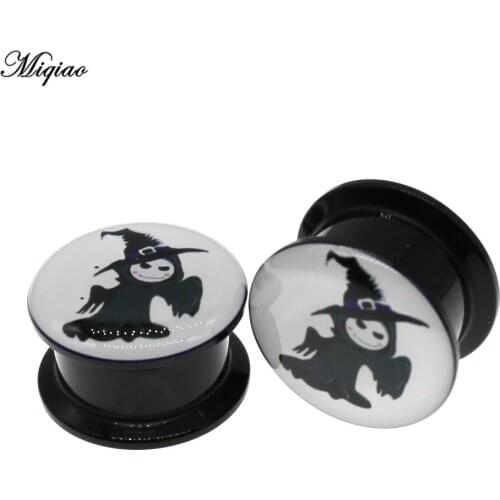Miqiao 2pcs Fashion Acrylic Ear Expander Double Horn Ear Expander Thread Tunnel Ear Gauge Expander Body Jewelry