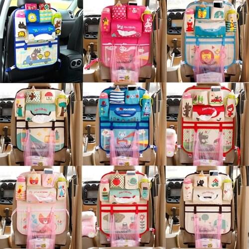 Cartoon Car Seat Back Organizer Multi-Pocket Storage Bag Tablet Holder Auto Interior Accessories Stowing Tidying Cover for Kids