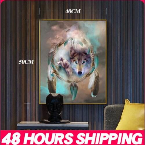 Meian Cross Stitch Embroidery Kits 14CT Wolf Animal Cotton Thread Painting DIY Needlework DMC New Year Home Decor VS-0010