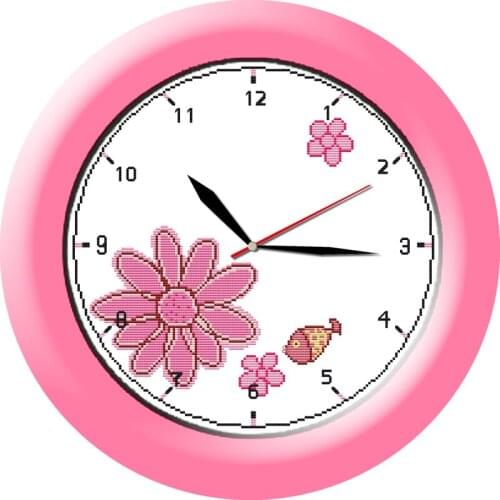 Pink lover cross stitch kit 14ct 11ct count print canvas wall clock stitching embroidery DIY handmade needlework
