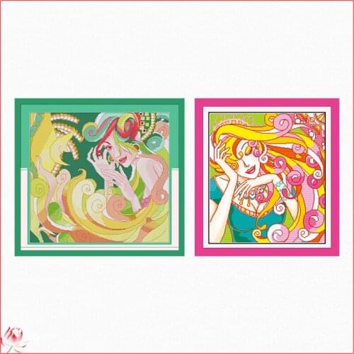 Cross Stitch Kit Embroidery Needlework Charming Beauty Patterns Stamped Patterns 11CT 14CT Printed Counted Crafts Deco Sewing