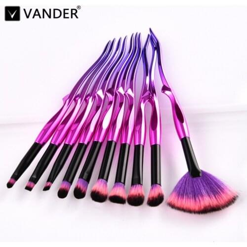10pcs Eye Makeup Brushes Set Eyeshadow Eyeliner Brush Kit Pro Powder Concealer Face Blending Brush Fan Shaped pincel maquiagem