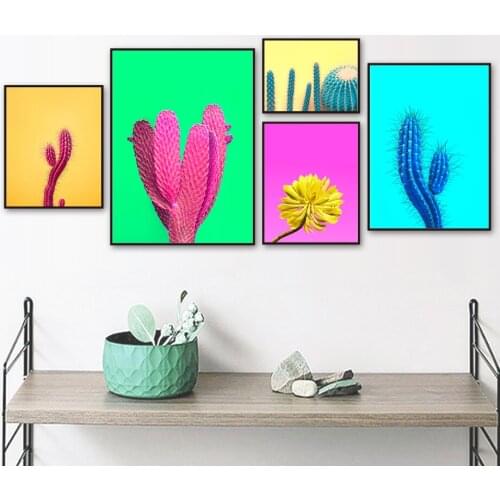 Wall Art Canvas Painting Colorful Boy Cactus Nordic Plants Posters And Prints Kids Wall Pictures For Living Room Decor