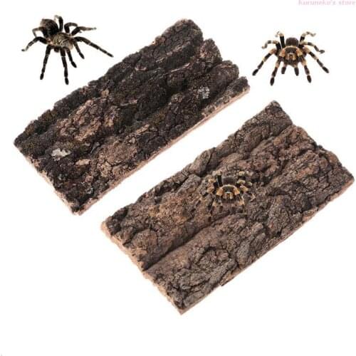 Natural Rodent Reptile Habitat Decoration Lizard Spider Hide Climbing Tree Bark Platform HX6D