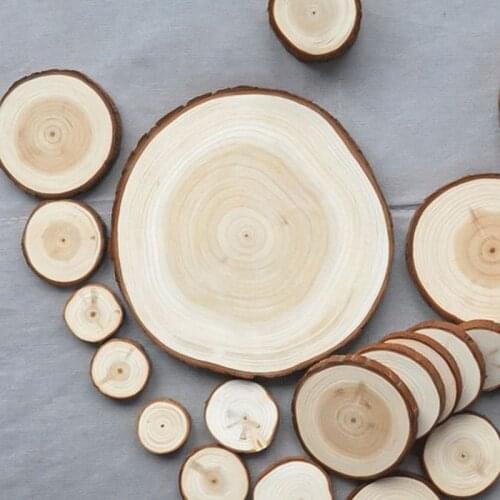 1 Pcs Unfinished Natural Round Wood Slices Circles With Tree Bark Log Discs For DIY Crafts Wedding Party Painting Decoration