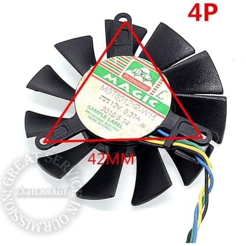 Video card fanNew MGT6012LR MGT6012XR MGT60YR 42*42*42mm Pitch 4P graphics card fan 12V 0.23A 55mm diameter