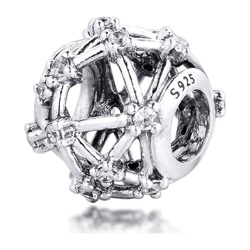 Fits for Pandora Charms Bracelets Openwork Star Constellations Beads 100% 925 Sterling Silver Jewelry Free Shipping