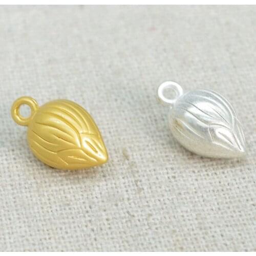 20pcs/lot Plated Matte Gold/Silver Color Lotus Seed Charms Zinc Alloy Craftwork Buddhism Decoration Dangle Pendants DIY Jewelry