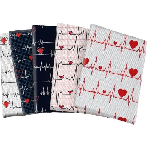 Polyester Printed Loving Pattern Heart Fabric for Kids Clothes Hometextile Curtain Cushion Cover DIY 50*145CM