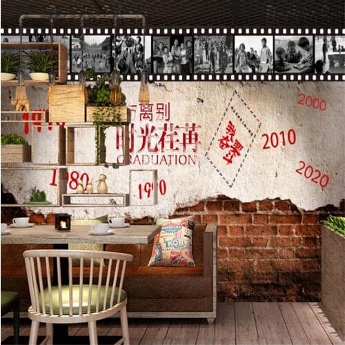 Custom Retro Nostalgic 80s Brick Wallpaper Wall Coverings Bar Cafe Restaurant Industrial Decor Background Mural Wall Paper 3D