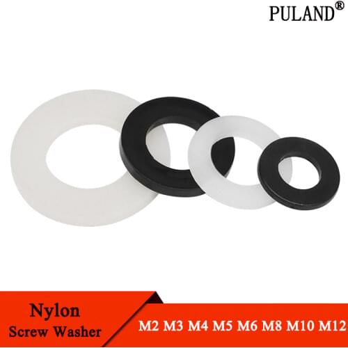 50pcs Nylon Screw Washer M3 M4 M5 M6 M8 M10 M12 Plastic Seal Spacer Plated Flat Insulation Plain Round O Ring Gasket Black White