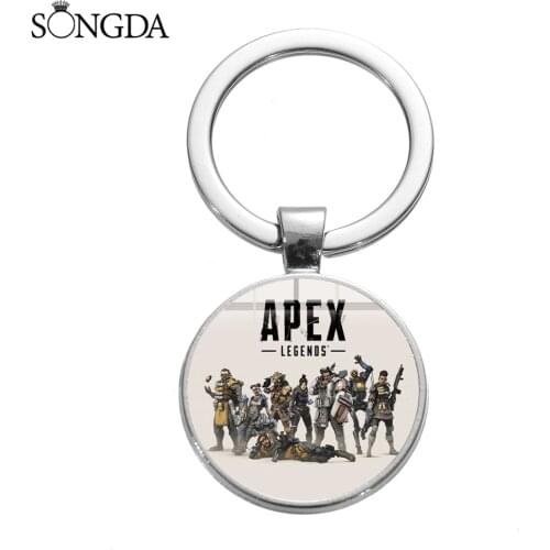 SONGDA Trendy APEX Legends Game DIY Figure Keychain Round Glass Cabochon Chain Keychain For Women Men 2020 Fashion Jewelry