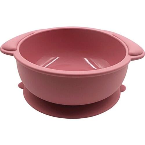 066B Baby Suction Dinner Plate Infants Learning Feeding Dish Non-toxic BPA-Free Silicone Solid Color Bowl for Newborn