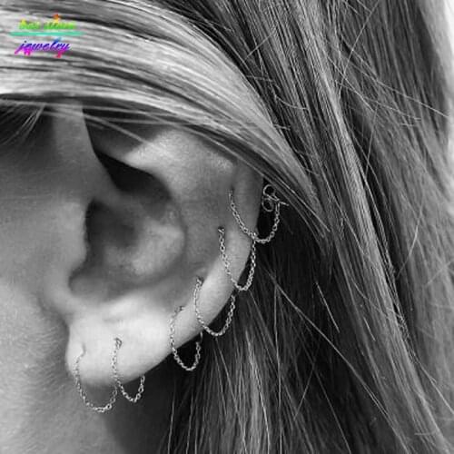 Unique Molly Copper Fine Looped Chain Stud Earrings Boucle d'oreille Bijoux