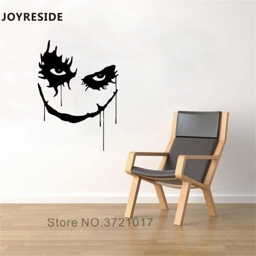 JOYRESIDE Joker Face Wall Decal Smiling Joker Wall Sticker Movie Vinyl Decor Home Livingroom Cool Decor Interior Designed A956