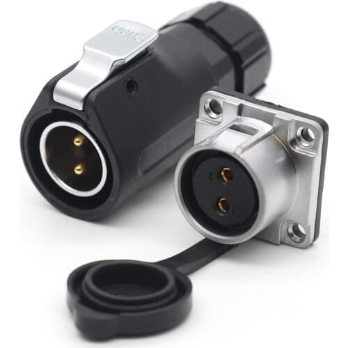 XHP20, Solar Energy Waterproof Connector 2 pin Power Cable Circular Industrial Male Plug Female socket IP67
