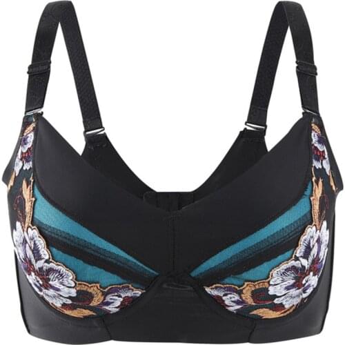 Plus Size Womens Seamless Full Coverage Underwire Model Up Lace Embroidery Push Up Bra 34 36 38 40 42 44 46 48 B C D E F G H