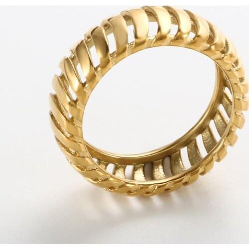 ZMFashion 8mm Hollow Casting Punk Rings For Men Women Vintage Stainless Steel Hip-hop Chunky Finger Ring Jewelry Accessories