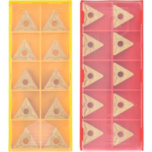 10Pcs Triangular CNC Insert Double Side for Steel Semi-Finishing and Roughing R0.4/R0.8 CNC Insert Blade