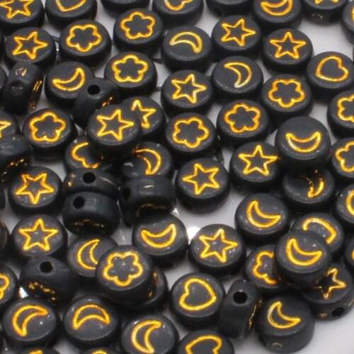 100pcs 4x7mm Flowers Stars Moon Acrylic Beads DIY Bracelets Necklaces Earrings Jewelry Making
