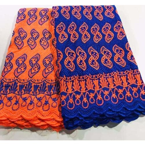 2.5+2.5yards African Cotton Lace Fabric With Embroidery Nigerian Swiss Voile Lace In Switzerland Dubai Fabric For Wedding